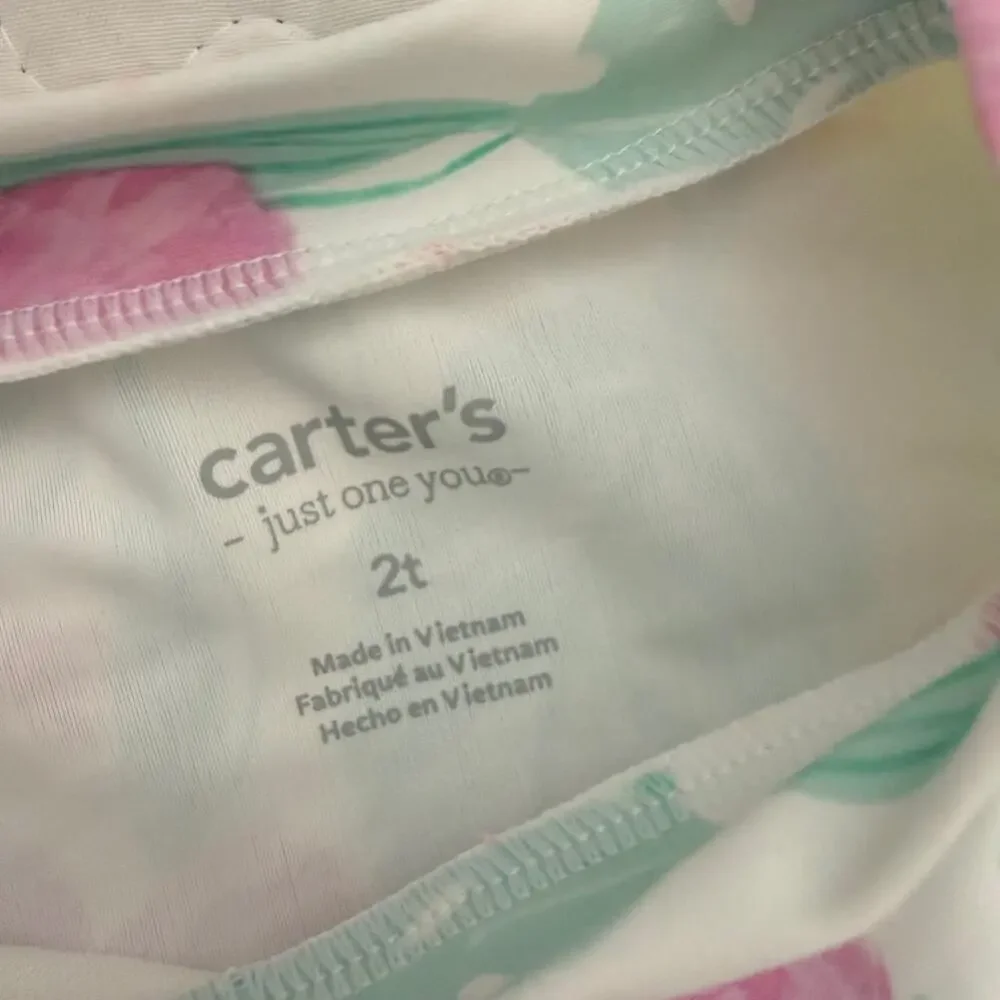 NWT Carters 2t girls floral swimsuit rashguard tankini hawaiian